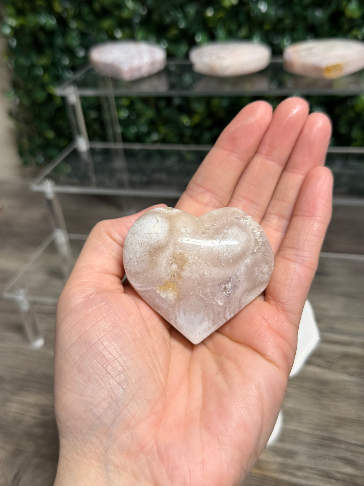 Cherry Blossom Flower Agate Heart