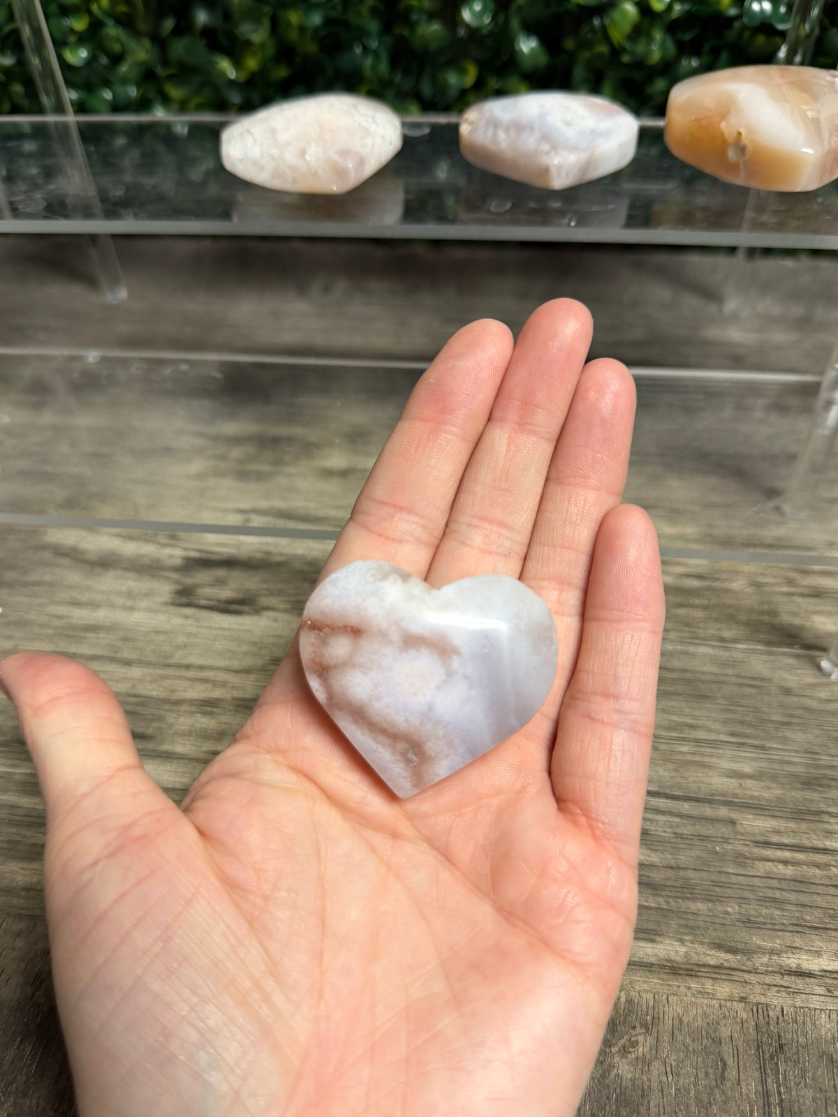 Cherry Blossom Flower Agate Heart