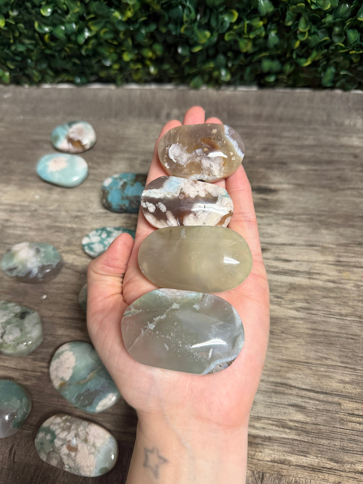 Green Agate Palm Stone Bundle