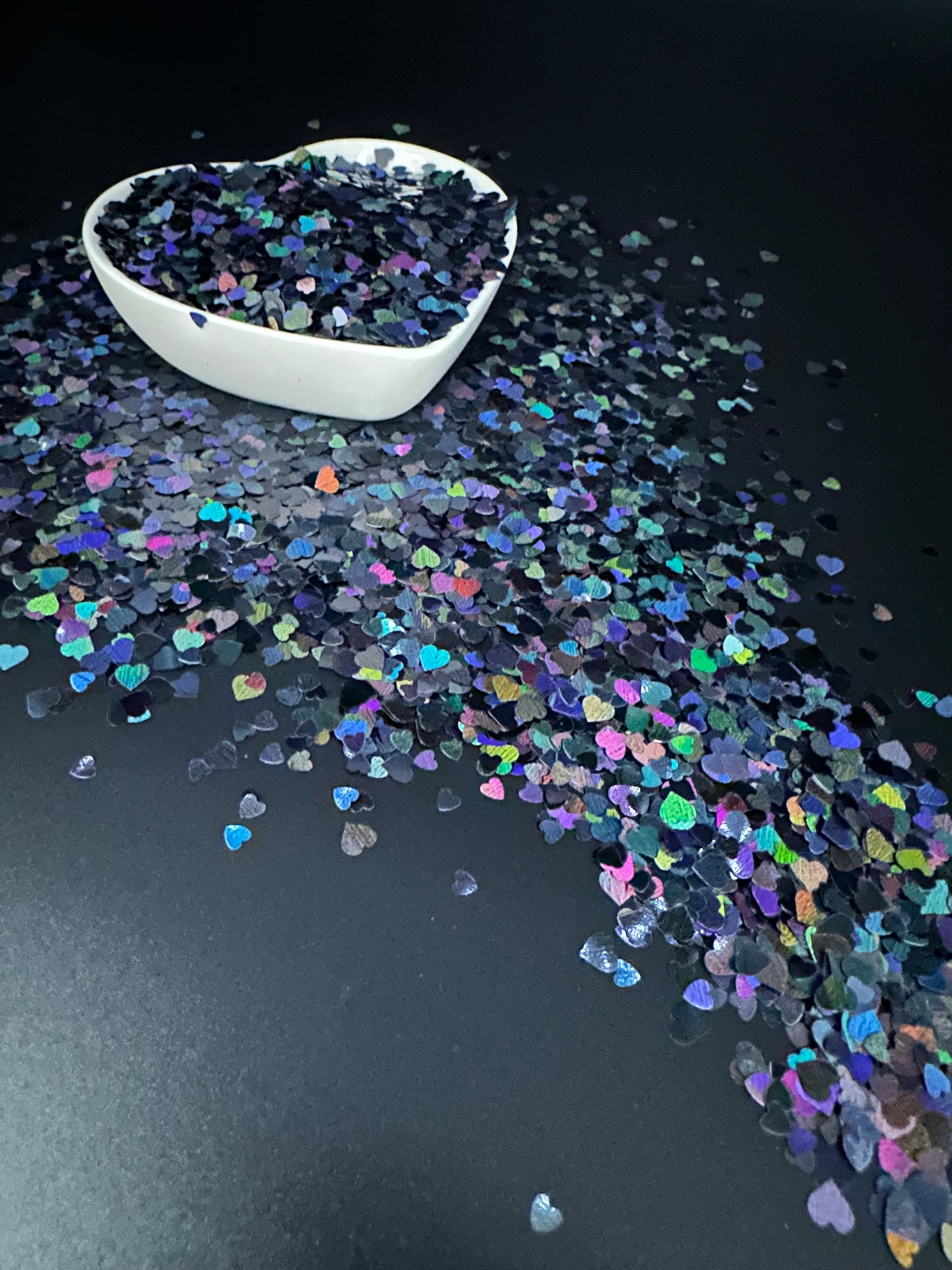 Black Holographic Hearts 1/2oz bagged