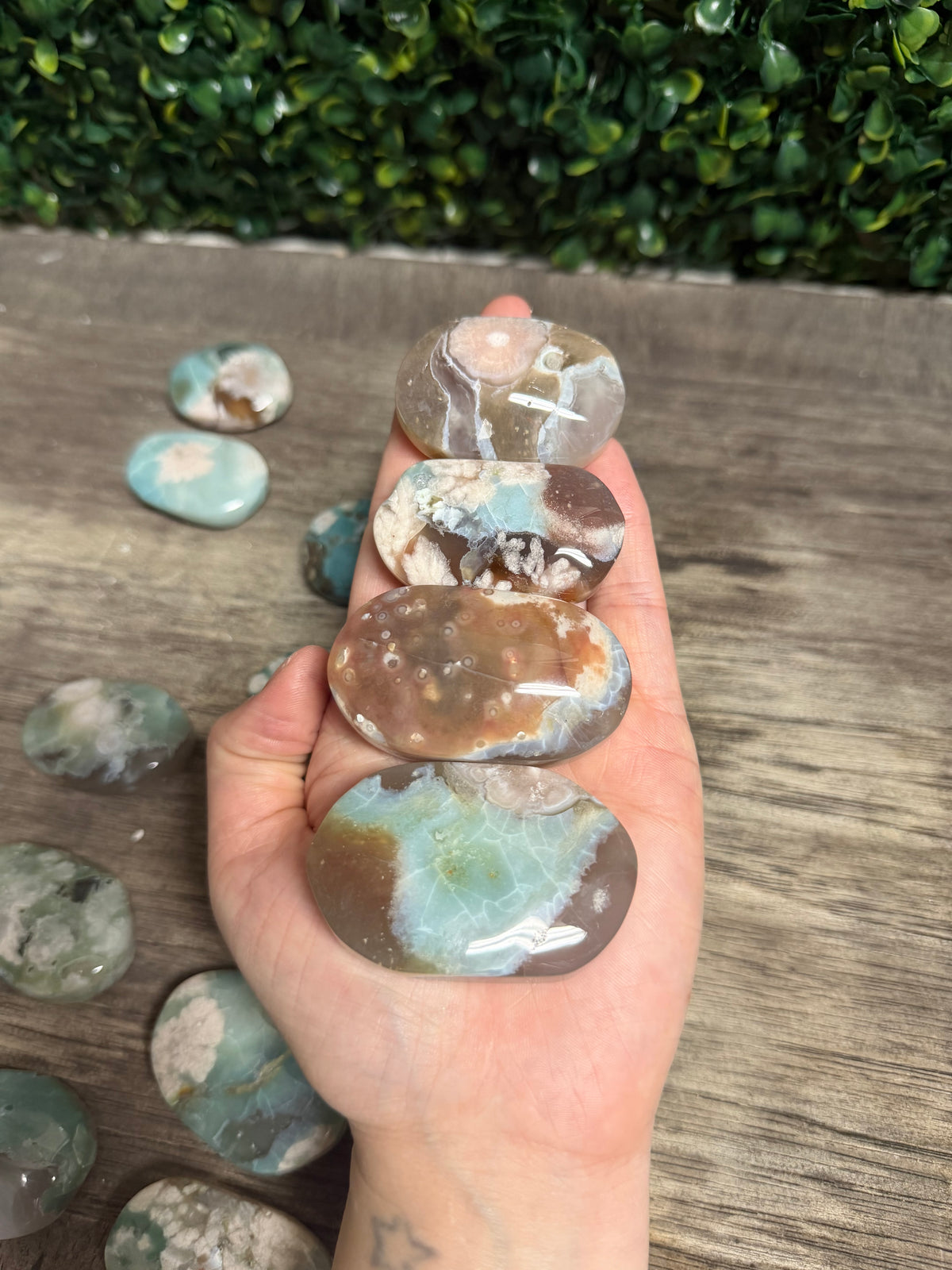 Green Agate Palm Stone Bundle