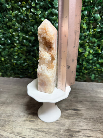 Pink Amethyst Tower with druzy