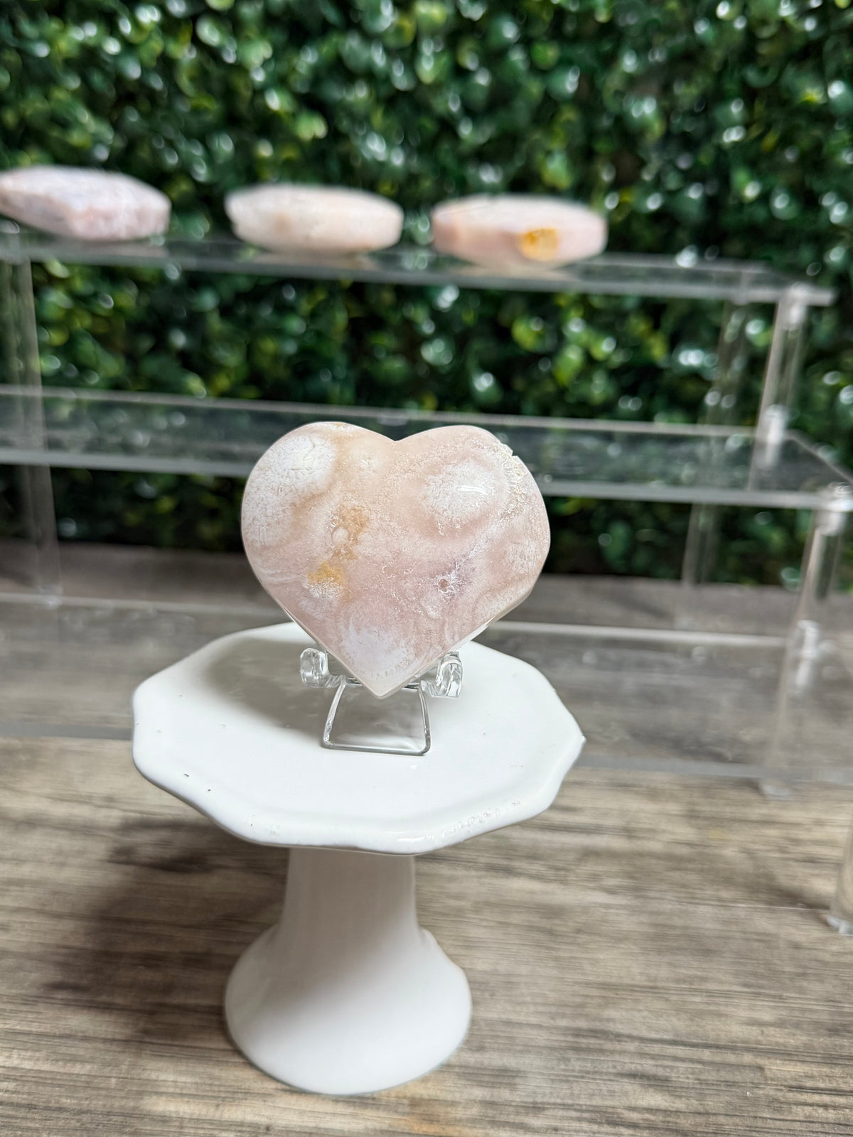 Cherry Blossom Flower Agate Heart