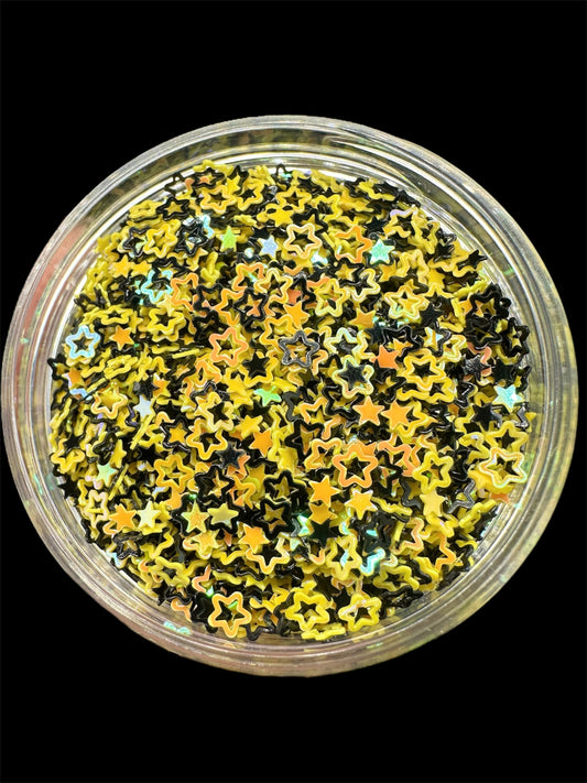 Black/Yellow Stars 3mm-4mm