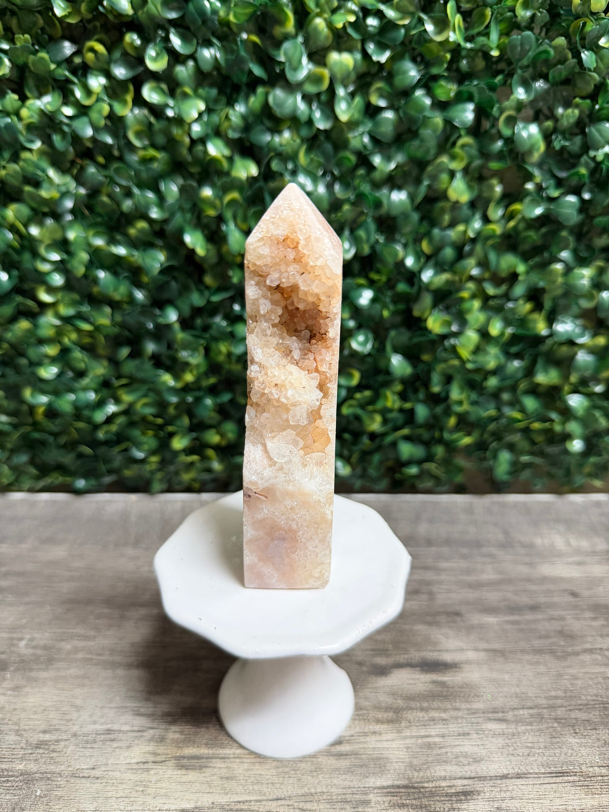 Pink Amethyst Tower with druzy