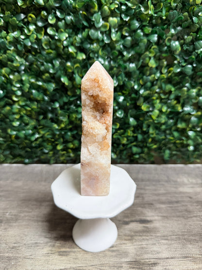 Pink Amethyst Tower with druzy