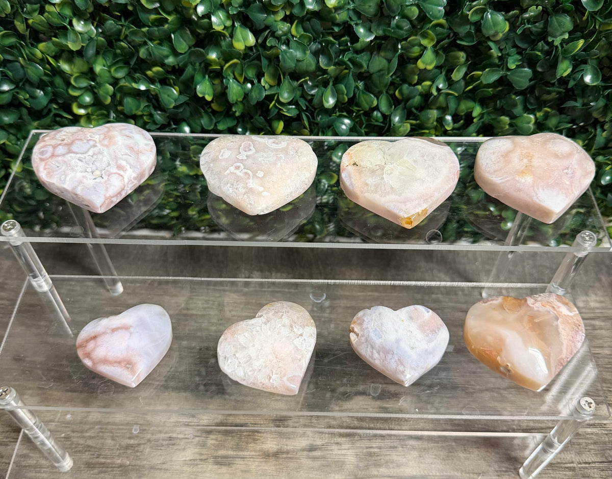 Cherry Blossom Flower Agate Heart