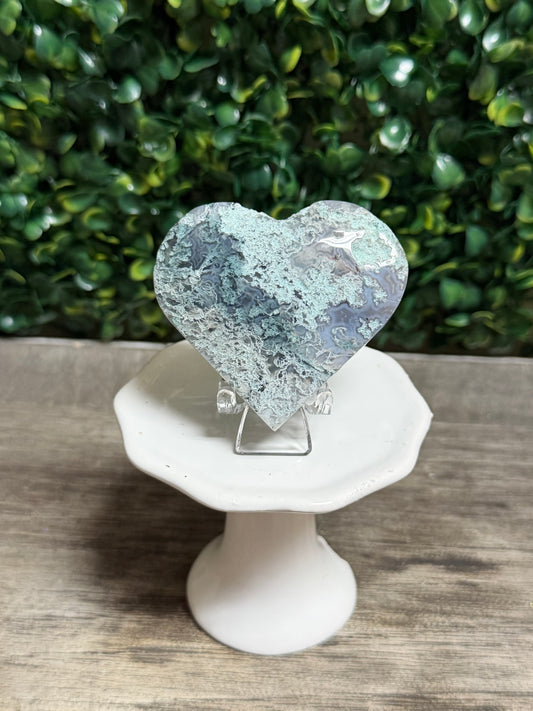 Moss Agate Heart ( 2.5inch)