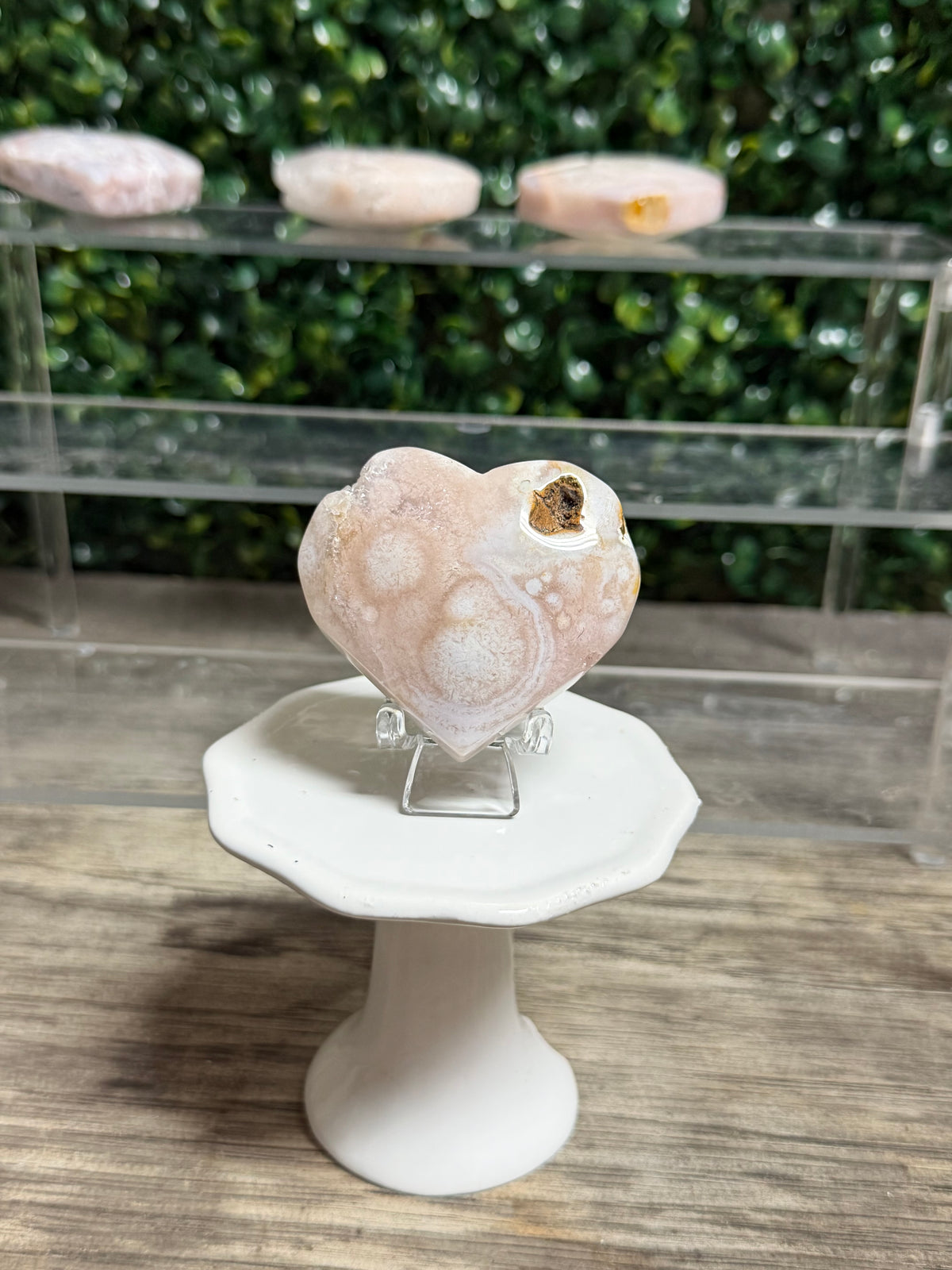 Cherry Blossom Flower Agate Heart
