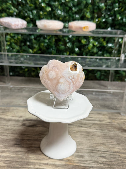 Cherry Blossom Flower Agate Heart