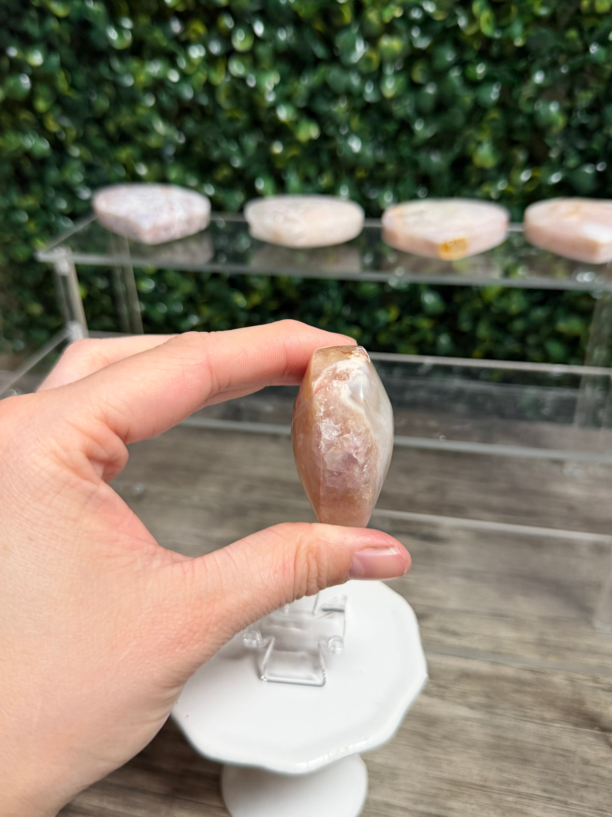 Cherry Blossom Flower Agate Heart