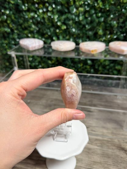 Cherry Blossom Flower Agate Heart