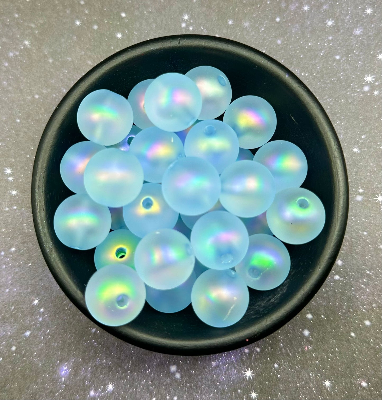 16mm Frosted Blue Beads
