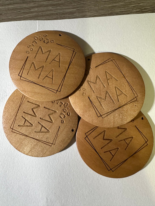 4pc Mama Wood Keychain Charm