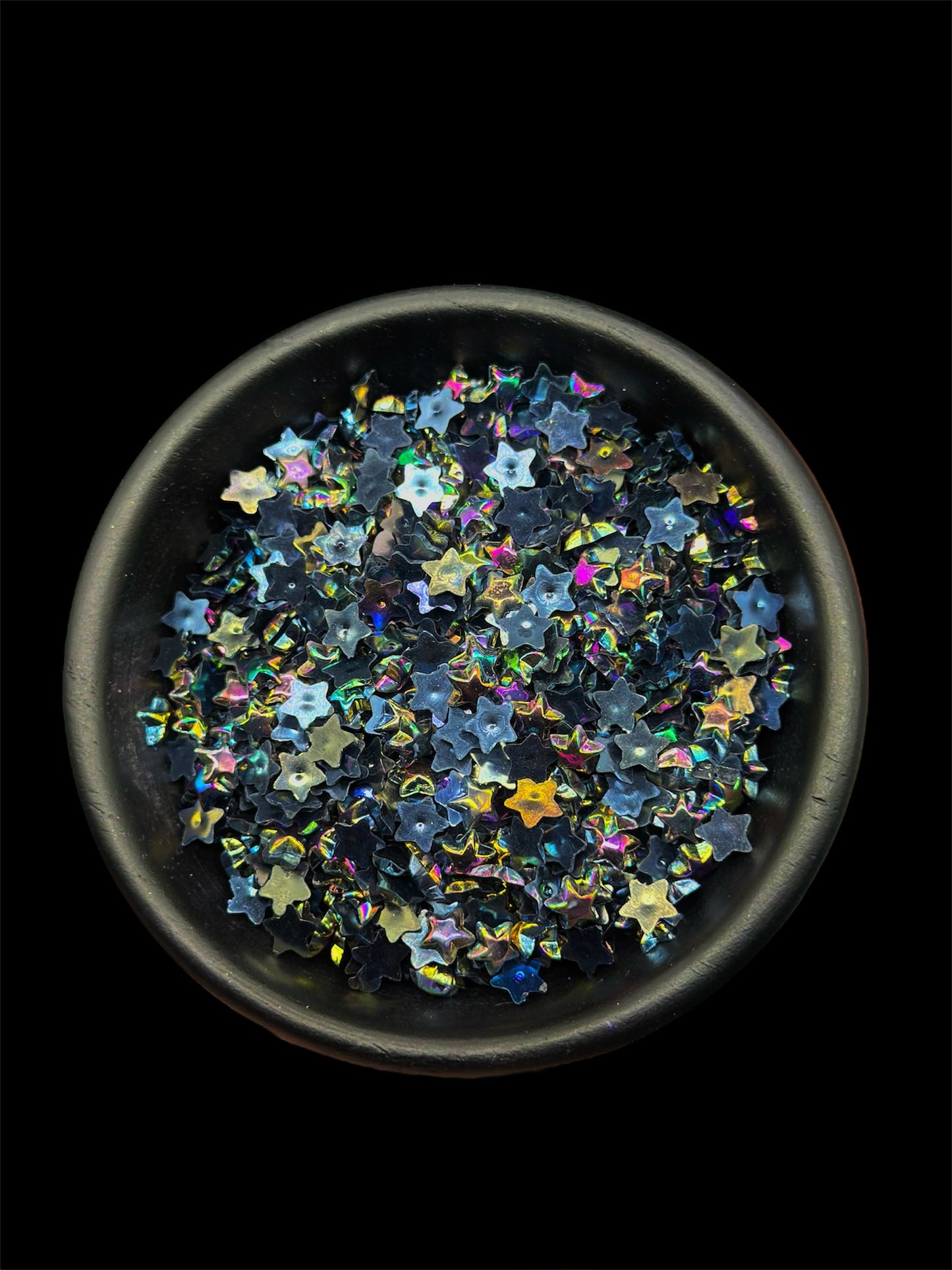 6mm AB Coated Black Star Resin Rhinestones 5g Bagged