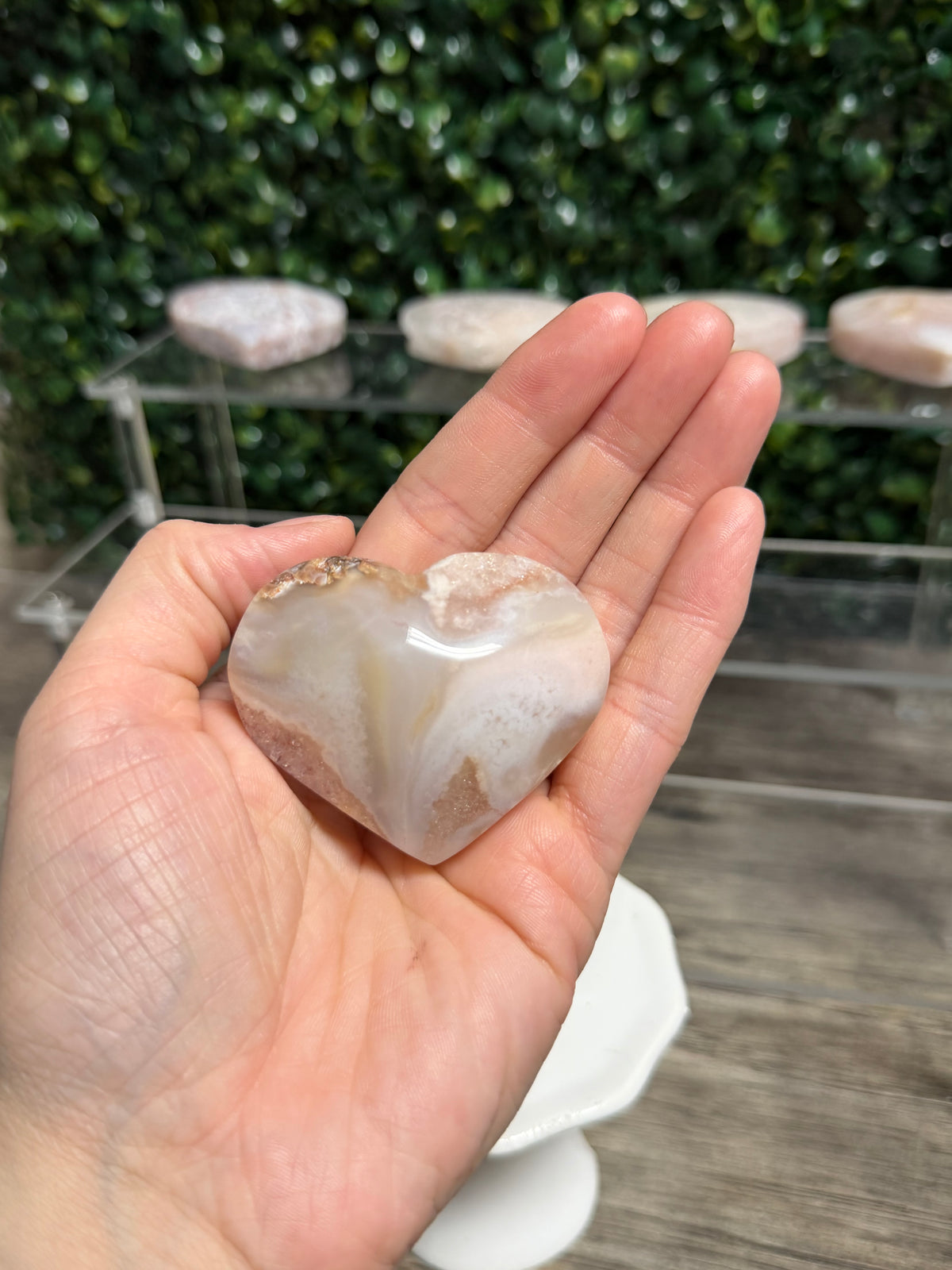 Cherry Blossom Flower Agate Heart