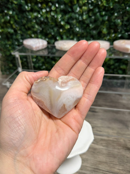 Cherry Blossom Flower Agate Heart