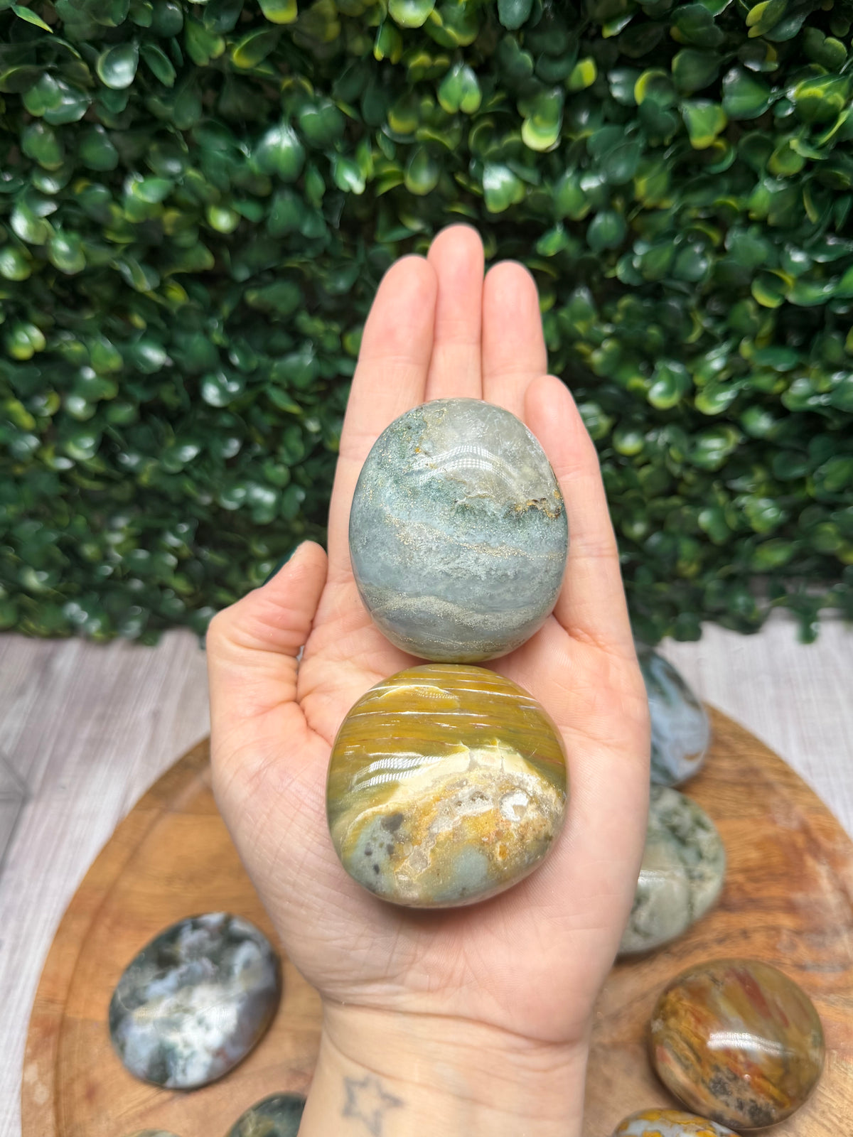 Jasper Palm Stone 2pc