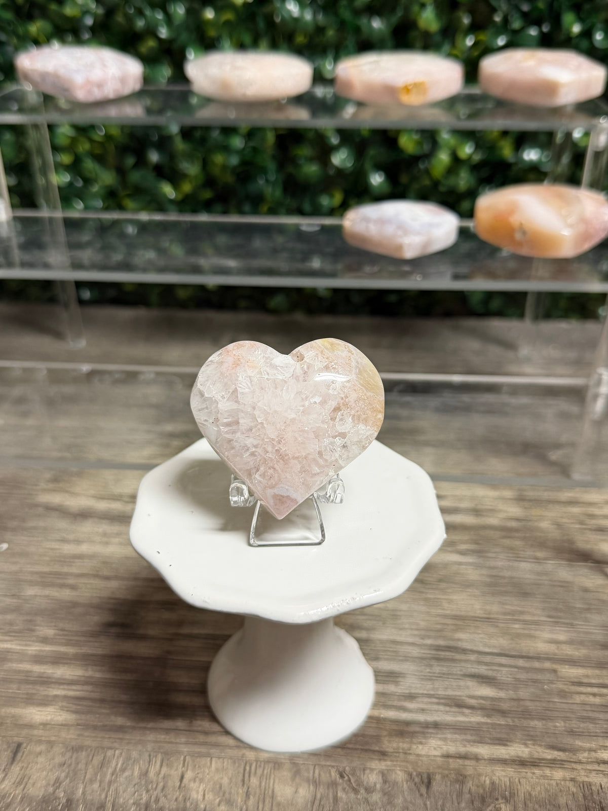 Cherry Blossom Flower Agate Heart