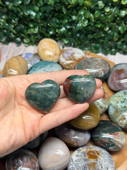 Jasper Palm Stone Hearts 2pc