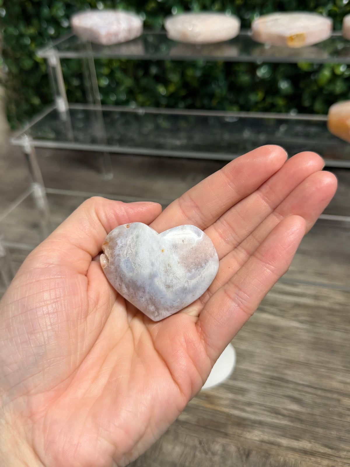 Cherry Blossom Flower Agate Heart