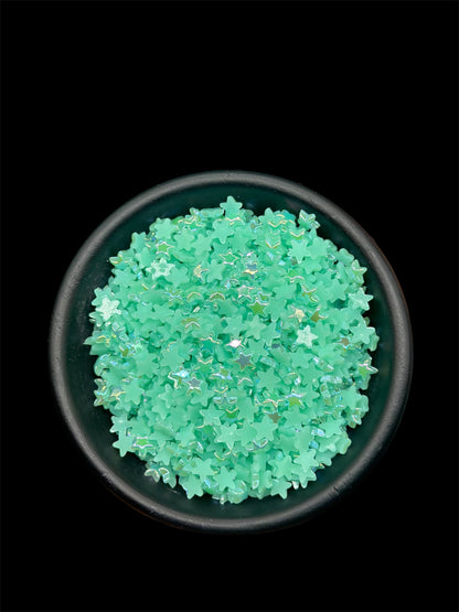 6mm AB Coated Mint Star Resin Rhinestones 5g Bagged