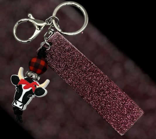 Resin Keychain With Cow Beads