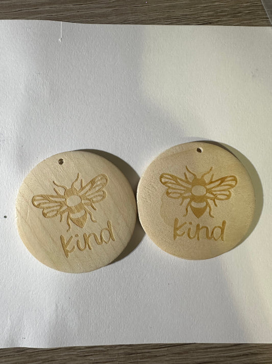 2pcBe Kind Wooden Keychain Charm