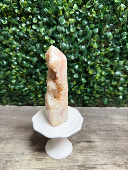 Pink Amethyst Tower with druzy