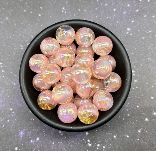 16mm Pink Marbled Beads
