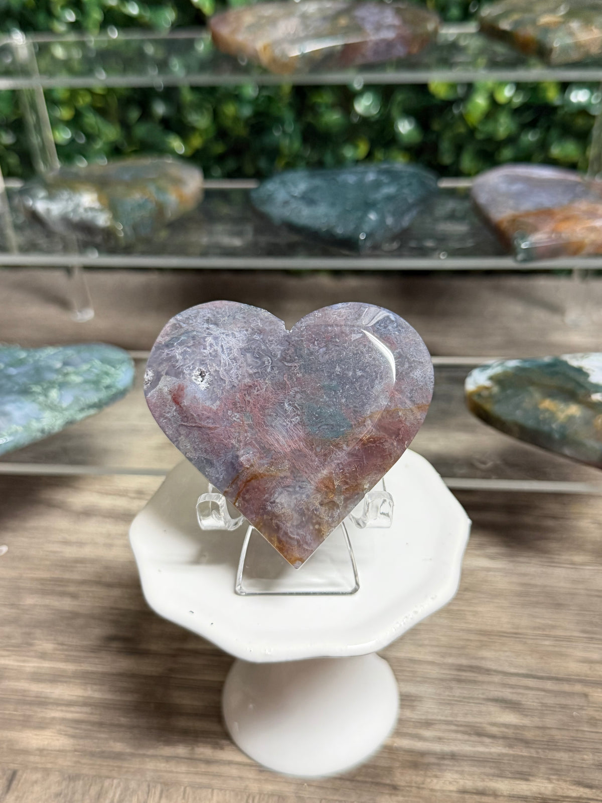 Moss Agate Heart Palm