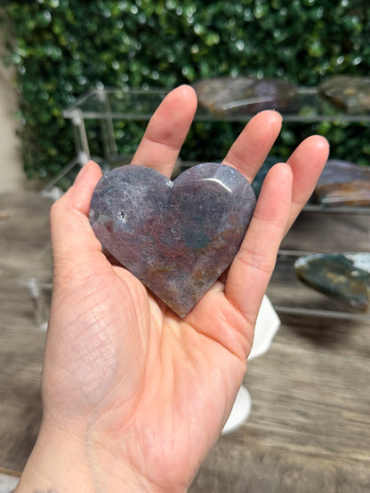 Moss Agate Heart Palm