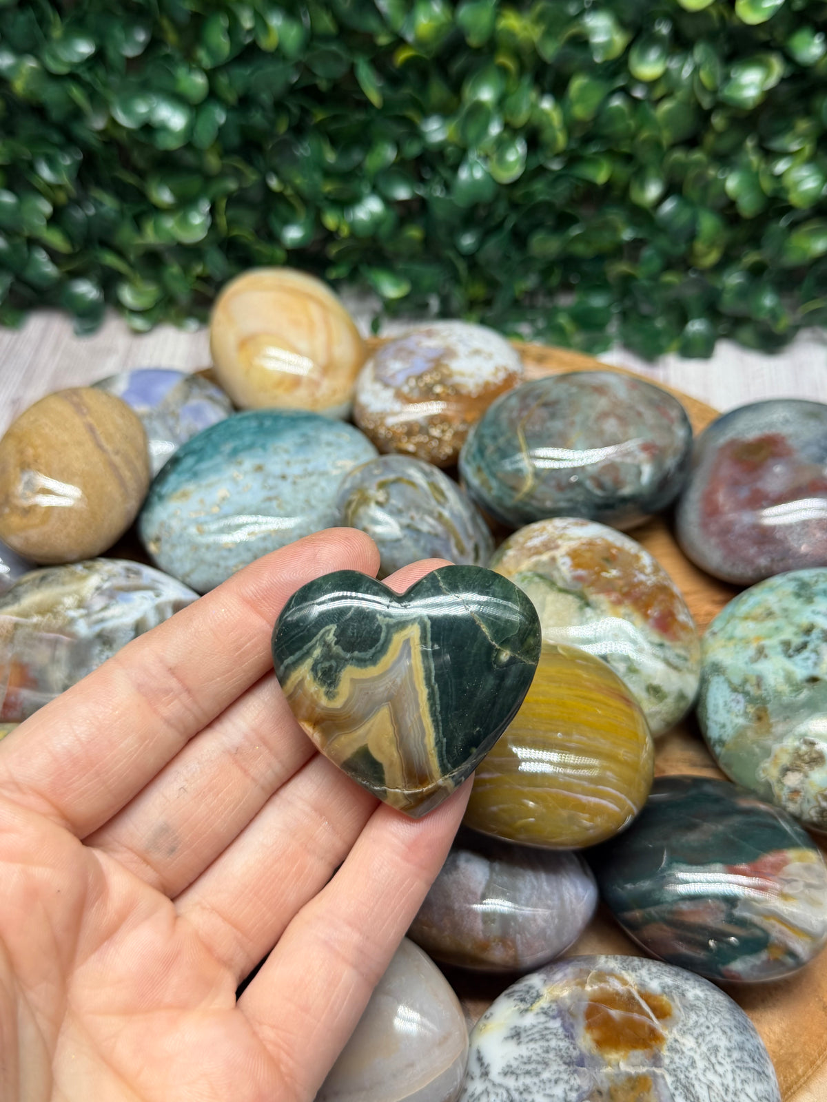 Jasper Heart Palm Stone ( Cracked)