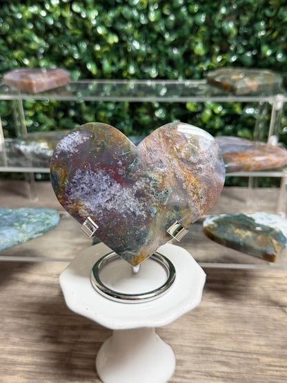 Moss Agate Heart ( With Stand)