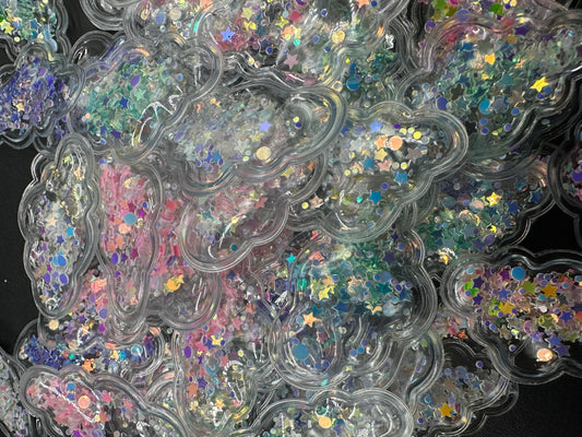 6pc PVC Glitter Cloud Cabochon ( Random)