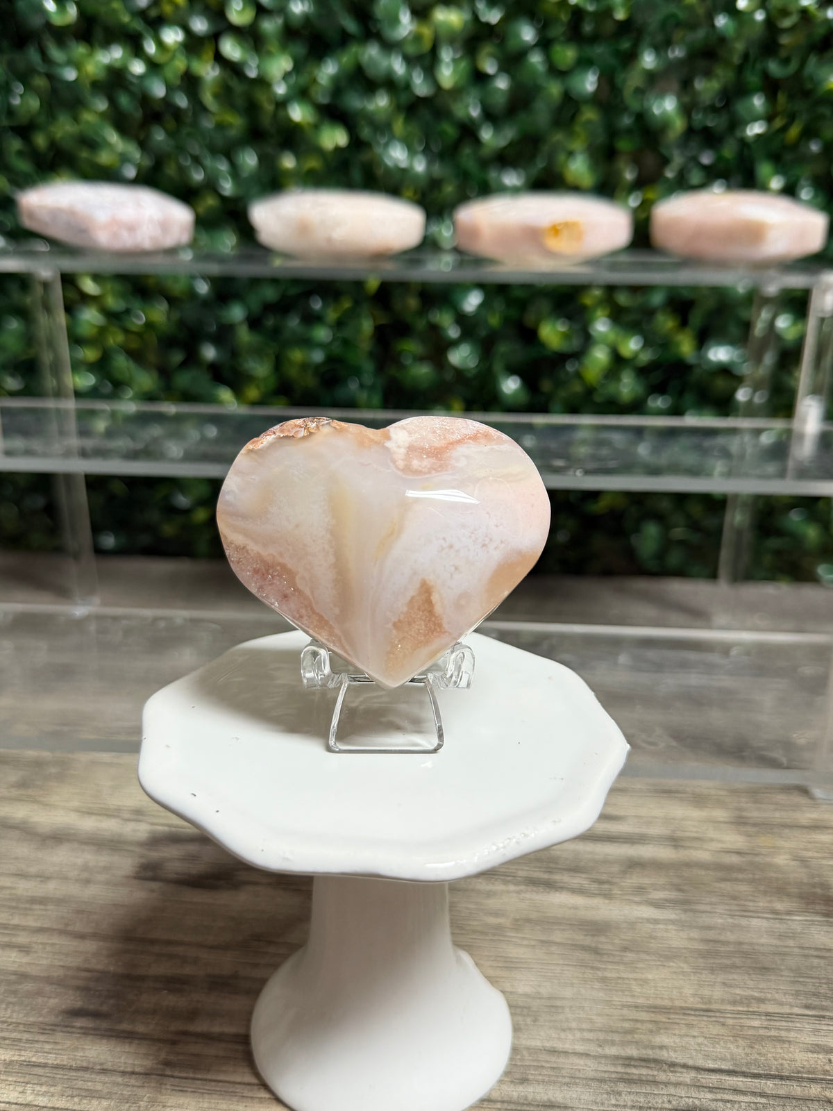 Cherry Blossom Flower Agate Heart