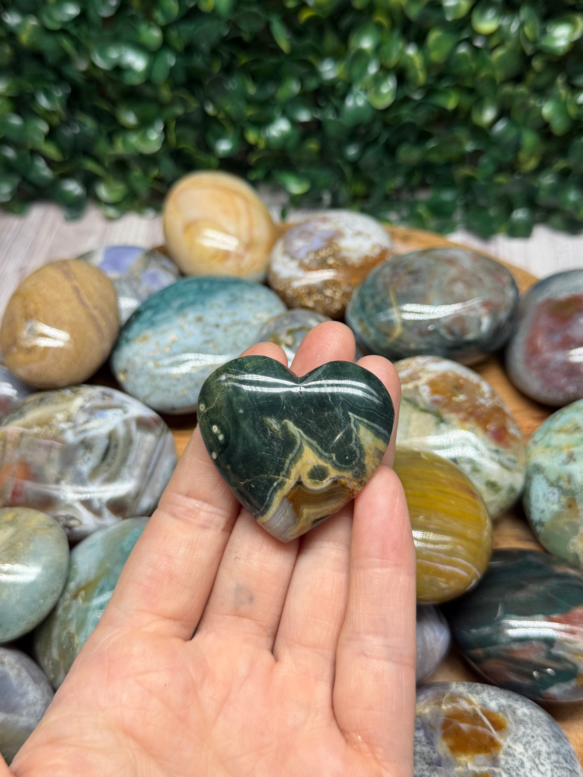 Jasper Heart Palm Stone ( Cracked)