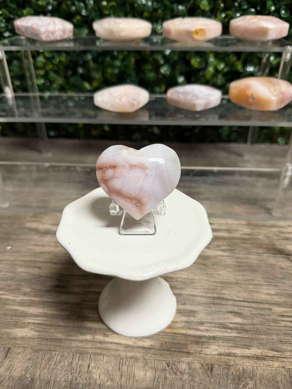 Cherry Blossom Flower Agate Heart