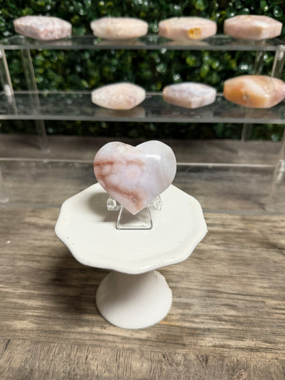 Cherry Blossom Flower Agate Heart
