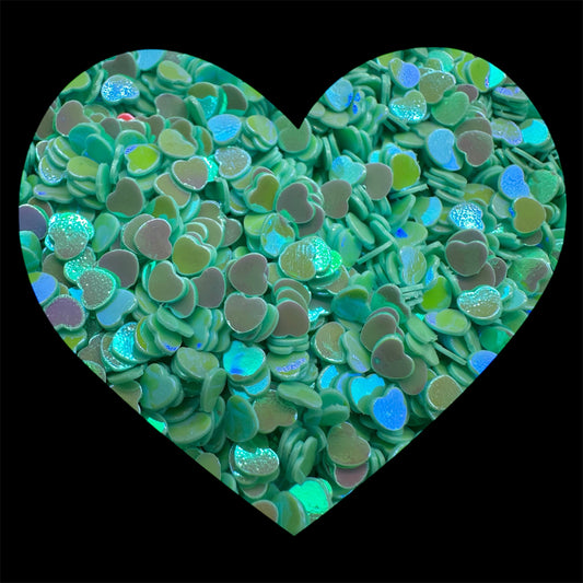 3mm Teal Glitter Hearts