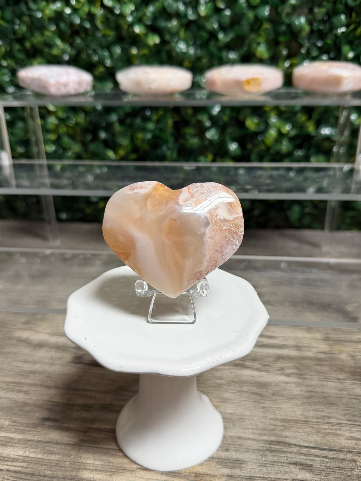 Cherry Blossom Flower Agate Heart