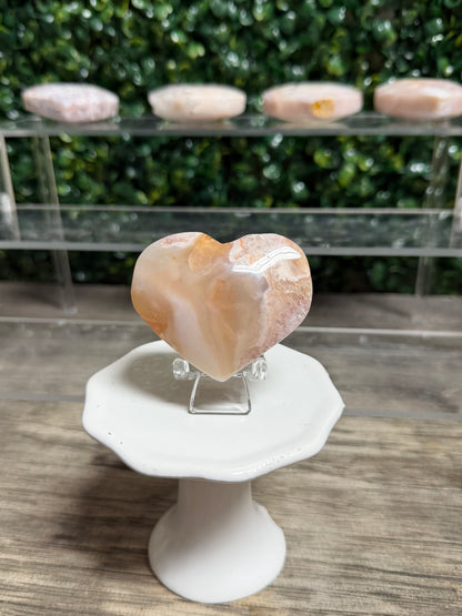 Cherry Blossom Flower Agate Heart
