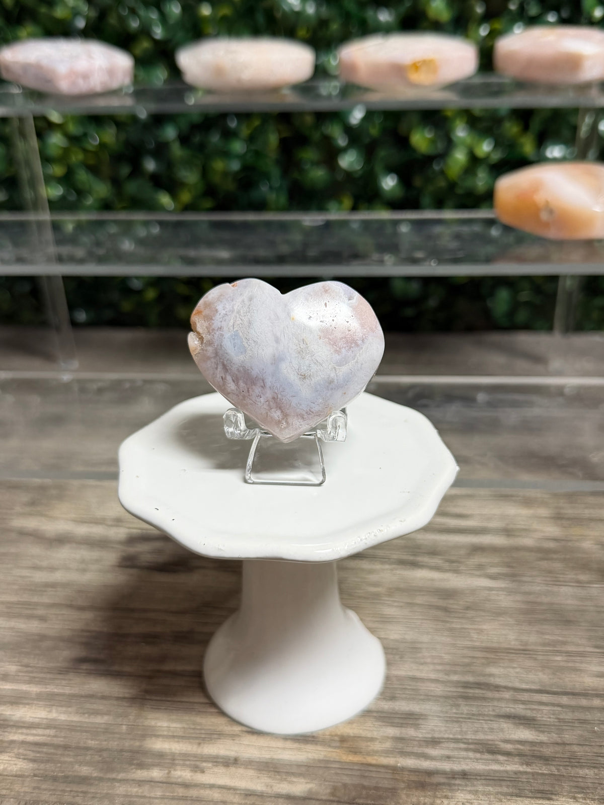 Cherry Blossom Flower Agate Heart