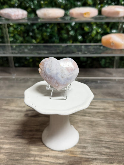Cherry Blossom Flower Agate Heart
