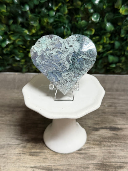 Moss Agate Heart ( 2.5inch)