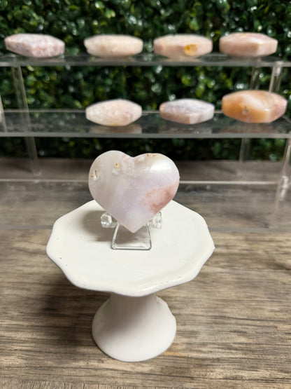 Cherry Blossom Flower Agate Heart