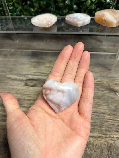 Cherry Blossom Flower Agate Heart