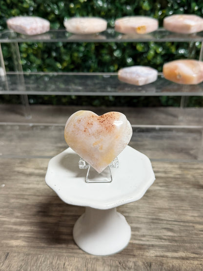 Cherry Blossom Flower Agate Heart