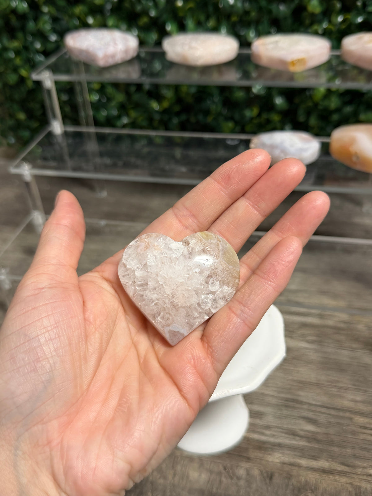 Cherry Blossom Flower Agate Heart