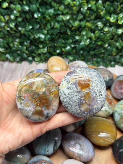 Jasper Palm Stones 2pc